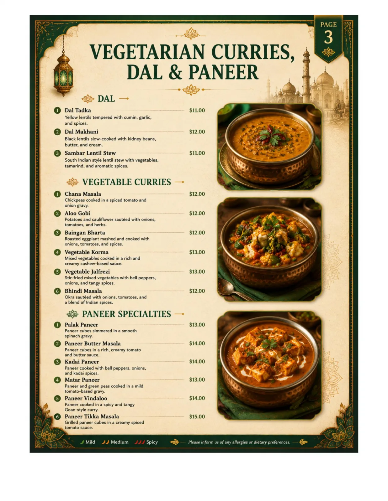 Spice Heritage menu, page 4